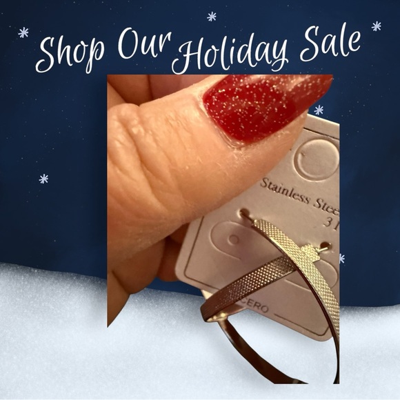 Mint Silver Tone Stainless Steel Hoop Earrings - Picture 2 of 2